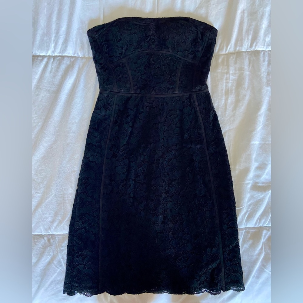 Diane Von Furstenberg Strapless Lace Little Black Dress Size 2
